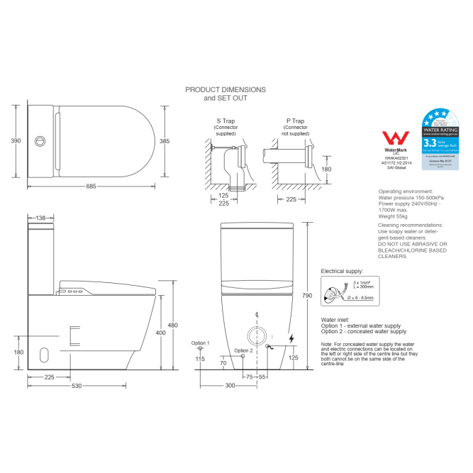 Johnson Suisse Listo Smart Toilet Rimless Suite