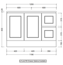 Manhattan Classic 1200mm Floor Standing Vanity, Above / Under Counter Basin