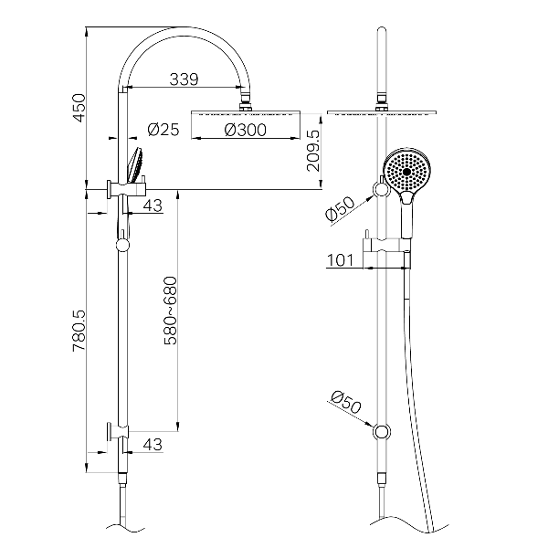 Nero Mecca Twin Shower With Air Shower II Brushed Gold image