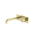 Nero Mecca NR221910B160BG Brushed Gold Wall Basin Mixer Handle Up 160mm Spout image