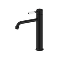 Nero York Straight Tall Basin Mixer With White Porcelain Lever Matte Black NR692101a01MB image