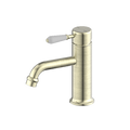 Nero York Straight Basin Mixer With White Porcelain Lever Aged Brass NR692101b01AB image