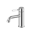 Nero York Straight Basin Mixer With White Porcelain Lever Chrome NR692101b01CH image