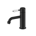 Nero York Straight Basin Mixer With White Porcelain Lever Matte Black NR692101b01MB image