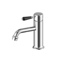 Nero York Straight Basin Mixer With Black Porcelain Lever Chrome NR692101b03CH image