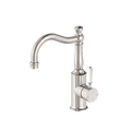 Nero York Basin Mixer Hook Spout With White Porcelain Lever Brushed Nickel NR69210201BN image