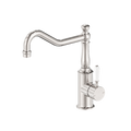 Nero York Kitchen Mixer Hook Spout With White Porcelain Lever Brushed Nickel NR69210701BN image