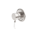 Nero York Shower Mixer With White Porcelain Lever Brushed Nickel NR69210901BN image