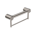 Nero Mecca Care 32mm Grab Rail With Towel Holder 300mm Brushed Nickel