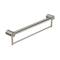 Nero Mecca Care 32mm Grab Rail With Towel Holder 600mm Brushed Nickel