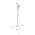 Nero Mecca Care 32mm T Bar Grab Rail And Adjustable Shower Set 1100X750mm Brushed Nickel