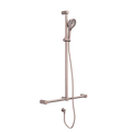 Nero Mecca Care 32mm T Bar Grab Rail And Adjustable Shower Set 1100X750mm Brushed Bronze