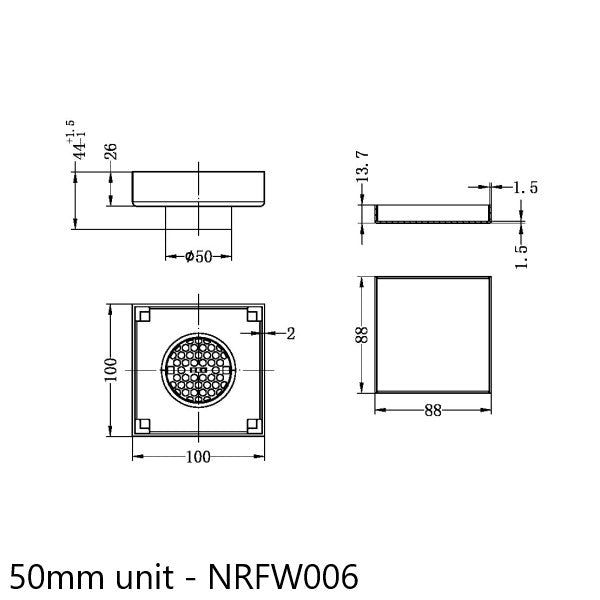 Nero Tile Insert Floor Waste (50mm/100mm Outlet Options) - Matte Black