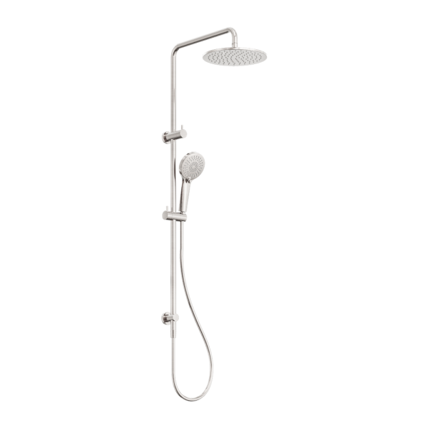Nero Round Combination Overhead and Handshower on Column - Brushed Nickel