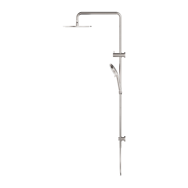 Nero Round Combination Overhead and Handshower on Column - Brushed Nickel