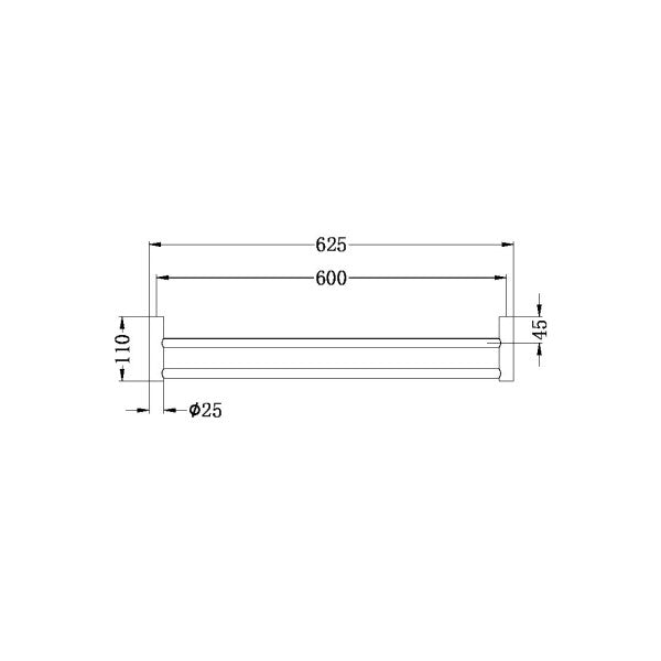 Nero New Mecca 600mm Double Towel Rail - Brushed Gold / NR2324dBG