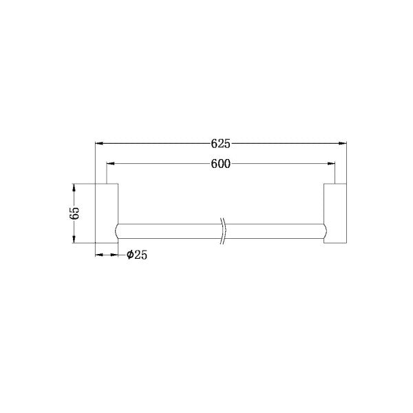 Nero New Mecca 600mm Single Towel Rail - Gunmetal / NR2324GM