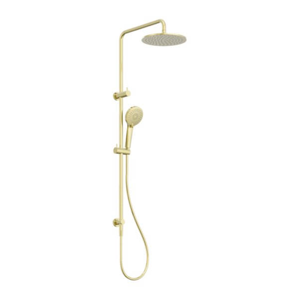 Nero Round Combination Overhead and Handshower on Column - Brushed Gold / NR250805dBG