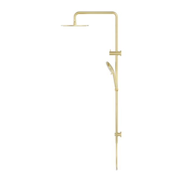 Nero Round Combination Overhead and Handshower on Column - Brushed Gold / NR250805dBG