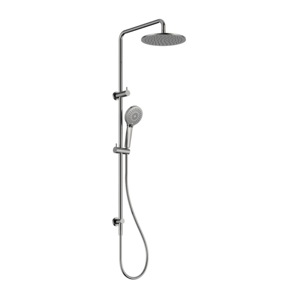 Nero Round Combination Overhead and Handshower on Column - Chrome / NR250805dCH