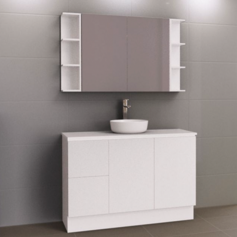 Manhattan 1200mm Floor Standing Vanity with SilkSurface Top and Basin, Single or Double