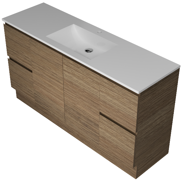 Nevada 1500mm Floor Standing Vanity with Moulded Top, Single Bowl