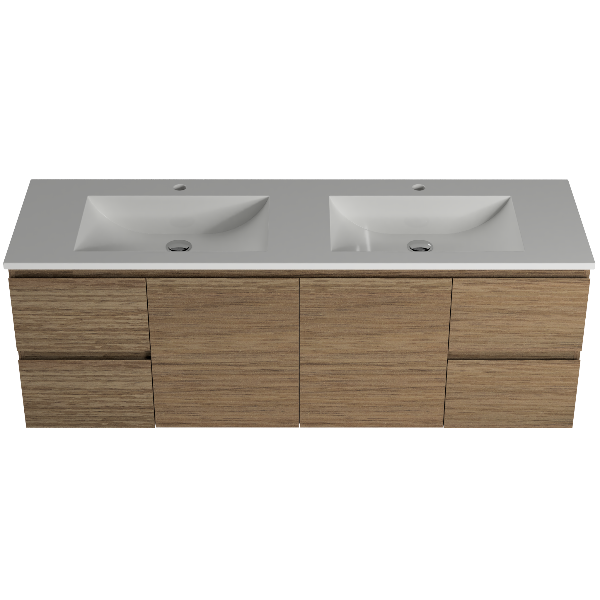 Nevada 1500mm Wall Hung Double Bowl Vanity with Moulded Top