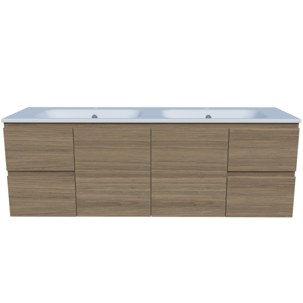 Nevada 1500mm Wall Hung Double Bowl Vanity with Moulded Top