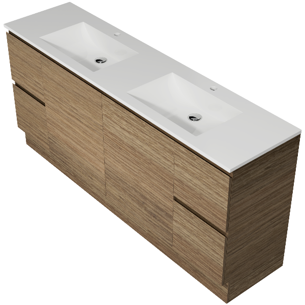 Nevada 1800mm Floor Standing Vanity with Acrylic Top, Double Bowl