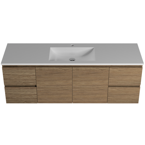 Nevada 1500mm Wall Hung Vanity - Single Bowl Moulded Top
