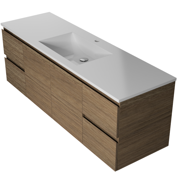 Nevada 1500mm Wall Hung Vanity - Single Bowl Moulded Top