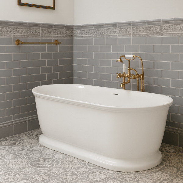Oceano Oasis Freestanding Bath 1700mm with Overflow, White Gloss
