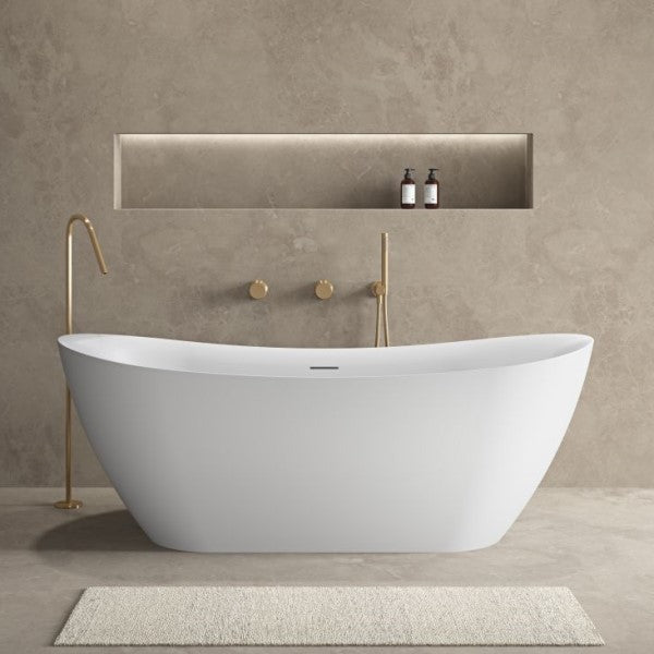 Oceano Luka Freestanding Bath 1700mm with Overflow, White Gloss