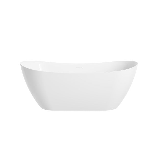 Oceano Luka Freestanding Bath 1500mm with Overflow, White Gloss
