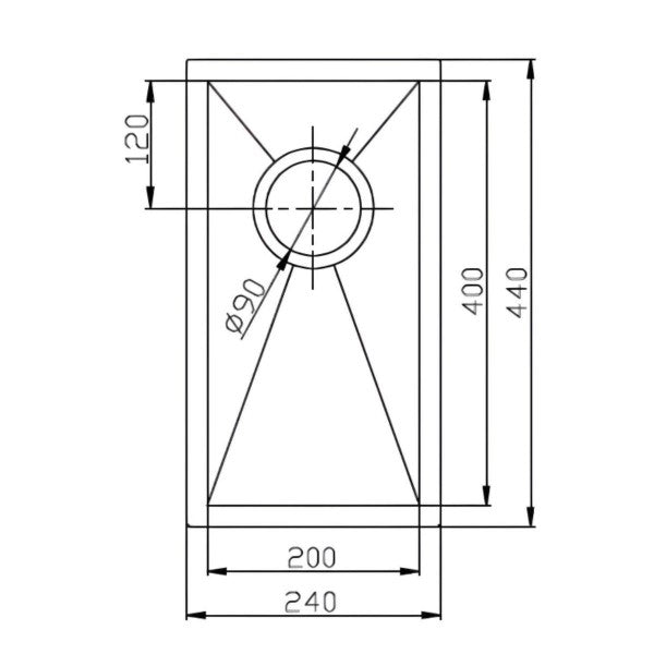 Prague Undermount or Top Mount Single Bowl Sink 240mm
