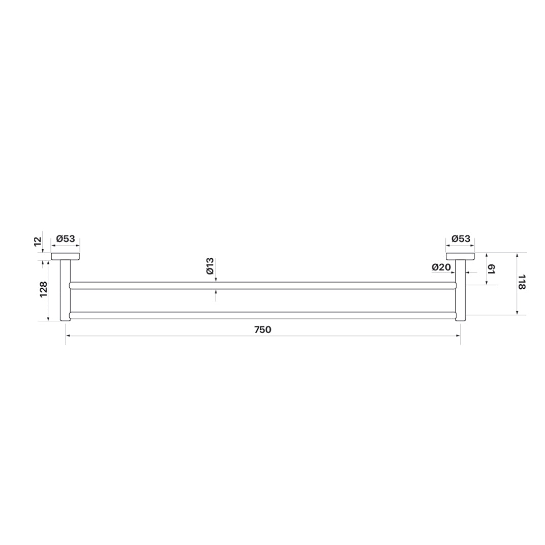 Radford 750mm Double Towel Rail - Brushed Gold