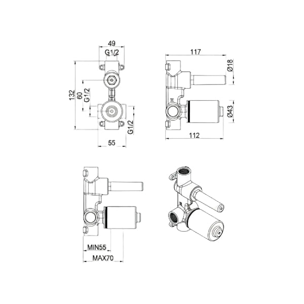 Bella Vista Shower Mixer Diverter BODY ONLY image