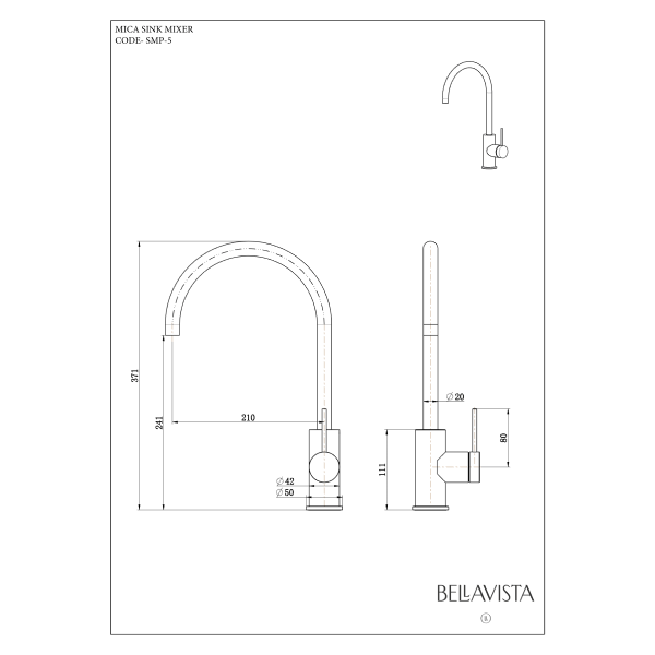 Bella Vista Mica Sink Mixer - Brushed Nickel