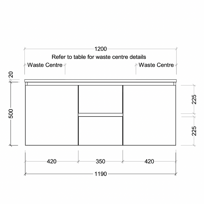 Manhattan 1200mm Wall Hung Vanity with SilkSurface Top and Basin, Single or Double