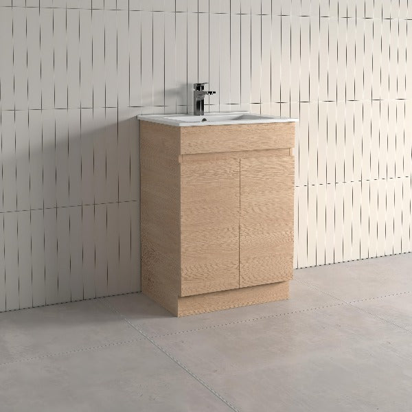THEBE 600mm Vanity with Slim China Top Finger Pull Soft Oak