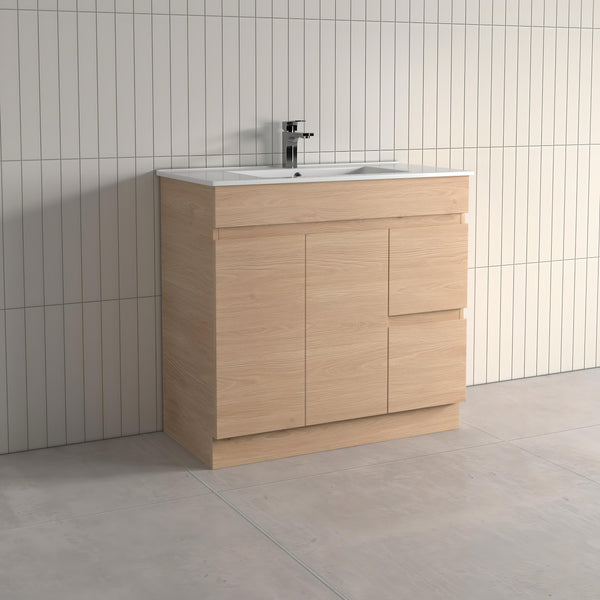 Thebe 900mm Vanity with Slim China Top Finger Pull, Soft Oak