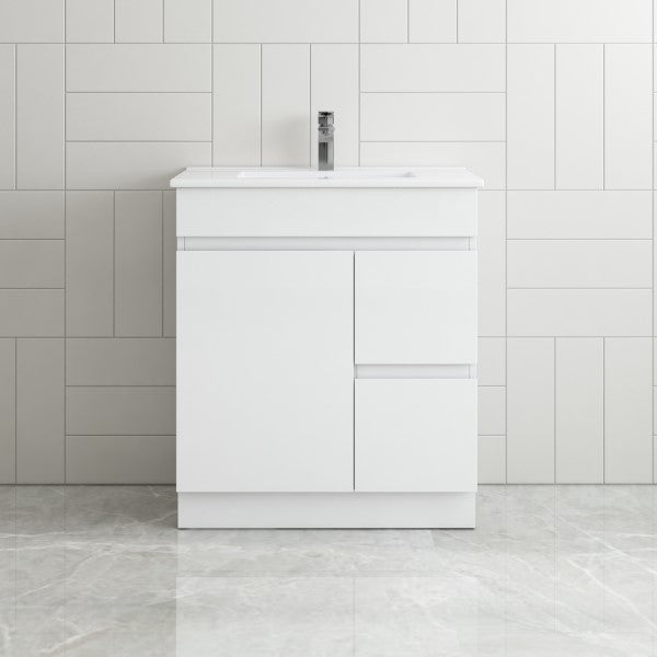 Thebe Compact 750mm Floorstanding Vanity, 1th White Gloss