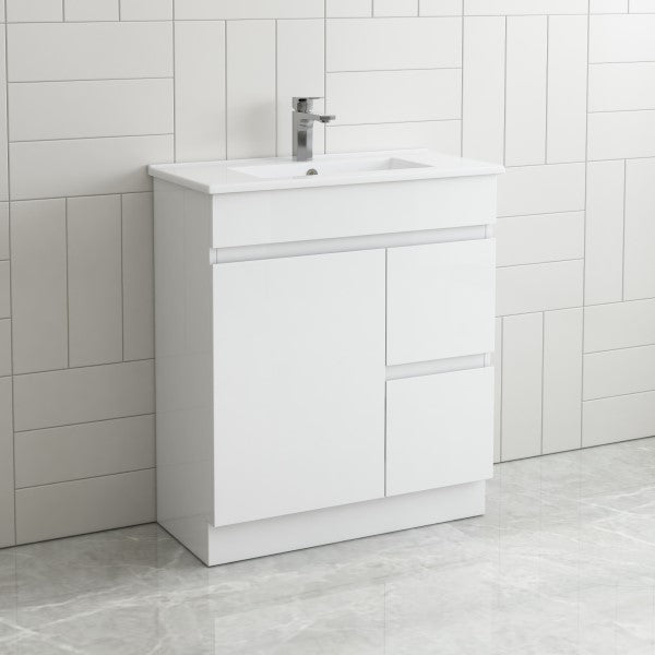 Thebe Compact 750mm Floorstanding Vanity, 1th White Gloss