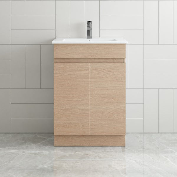 Thebe Compact 600mm Floorstanding Vanity, 1th Soft Oak