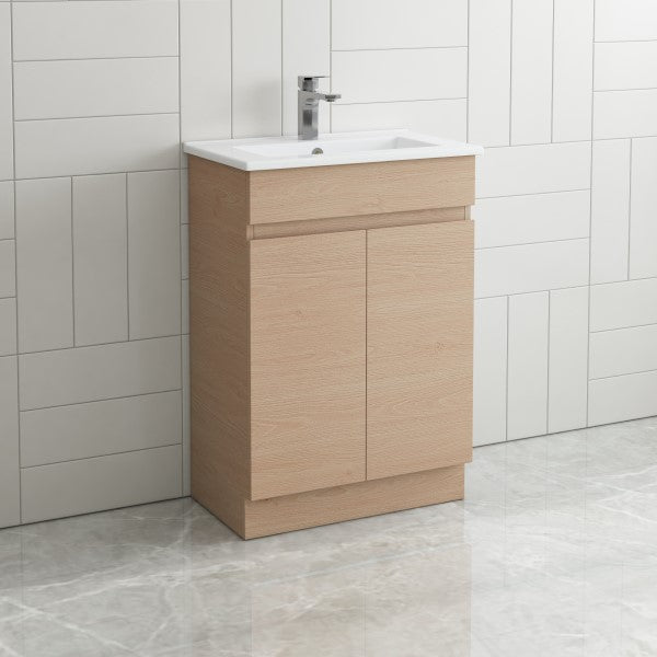 Thebe Compact 600mm Floorstanding Vanity, 1th Soft Oak