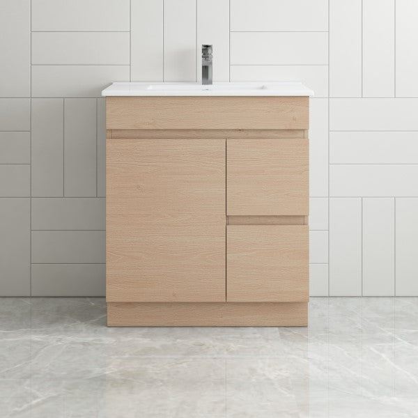 Thebe Compact 750mm Floorstanding Vanity, 1th Soft Oak
