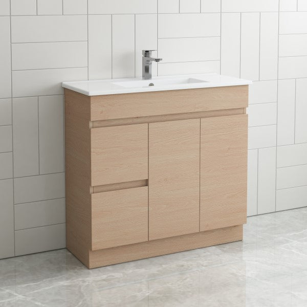 Thebe Compact 900mm Floorstanding Vanity, 1th Soft Oak