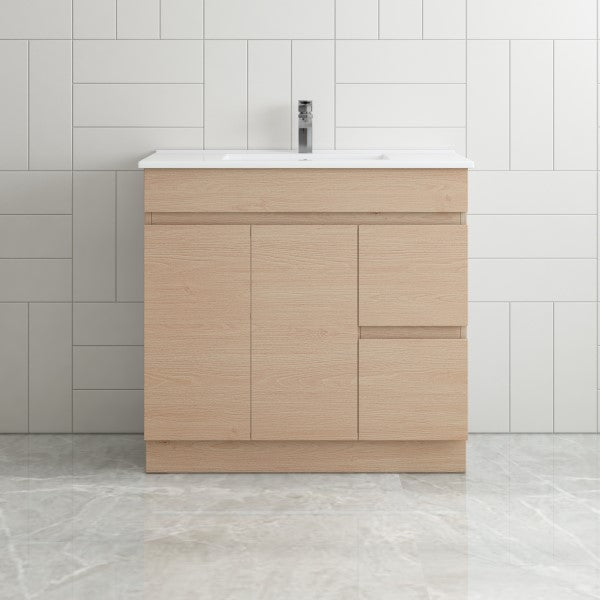 Thebe Compact 900mm Floorstanding Vanity, 1th Soft Oak
