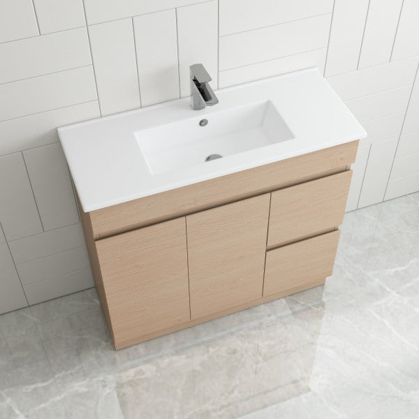 Thebe Compact 900mm Floorstanding Vanity, 1th Soft Oak