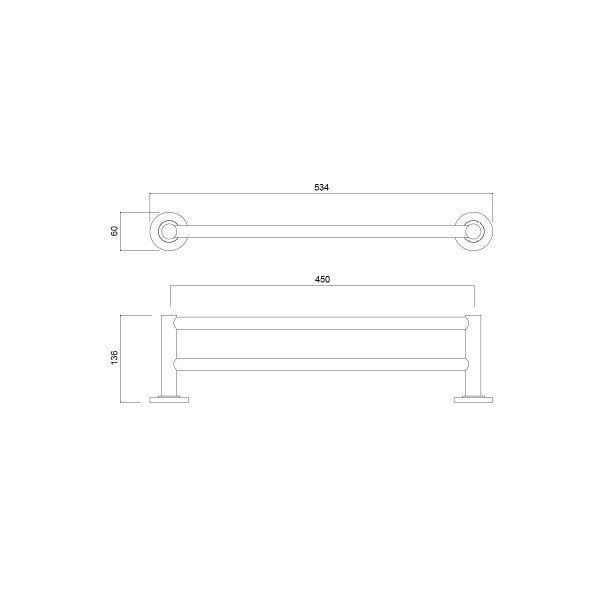 Master Rail 450mm Double Towel Rail - Chrome